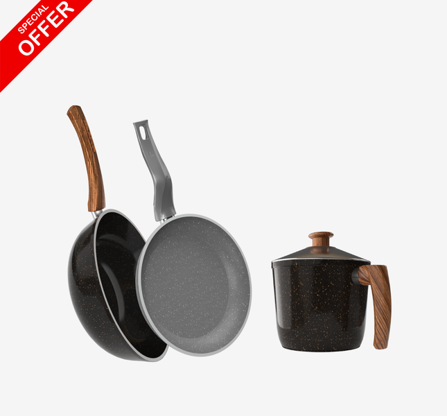 مقلاية جرانيت 28 سم + ووك جرانيت + لبانة جرانيت – بريميوم سُمك 5 مم | حسب اللون المتوفر