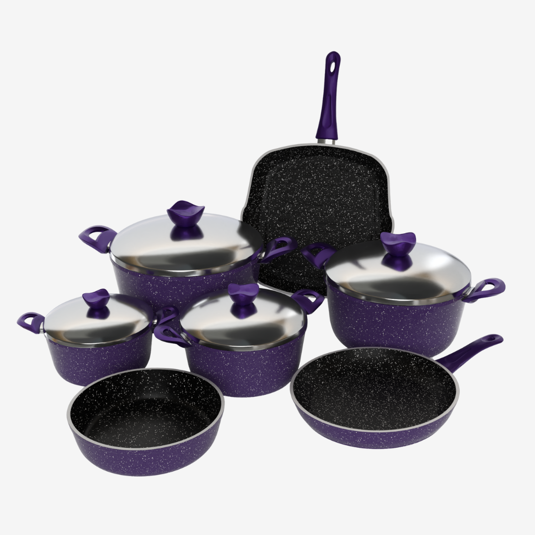 طقم حلل جرانبت موف 11 قطعه - سٌمك 5 مم