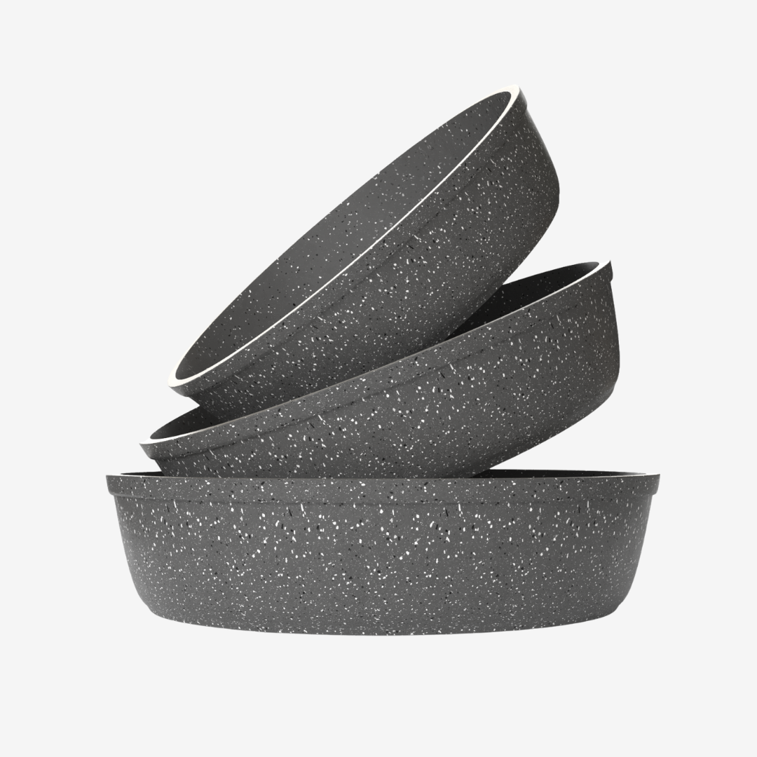 طقم صواني جرانيت رمادي 3 قطع أنيق