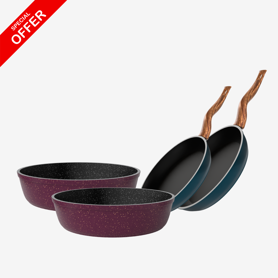 صواني جرانيت 26 و30 سم + مقلايات جرانيت 20 و28 سم – بريميوم 5 مم | حسب اللون المتوفر