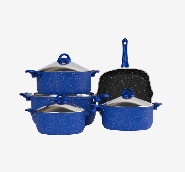 طقم حلل تيفال لزرق 9 قطع بجريل 