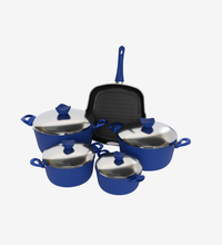 طقم حلل تيفال أزرق 9 قطع بجريل عصري 