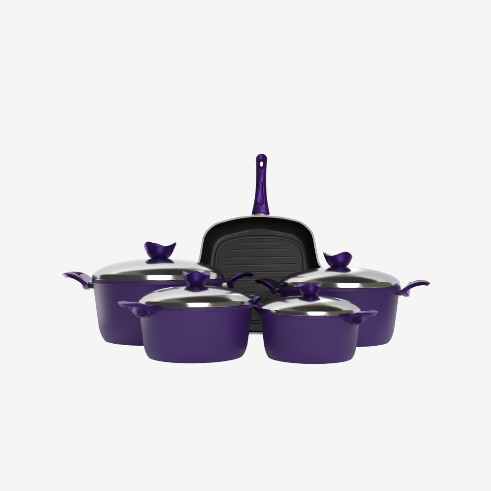 طقم حلل تيفال موف 9 قطع بجريل