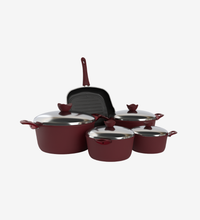 طقم حلل تيفال أحمر 9 قطع بجريل رائع