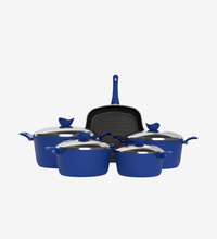 طقم حلل تيفال أزرق 9 قطع بجريل أنيق