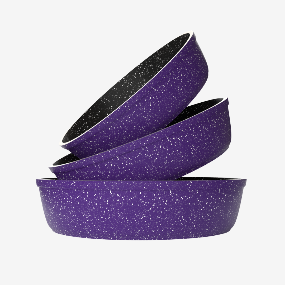 طقم صواني جرانيت رمادي 3 قطع أنيق