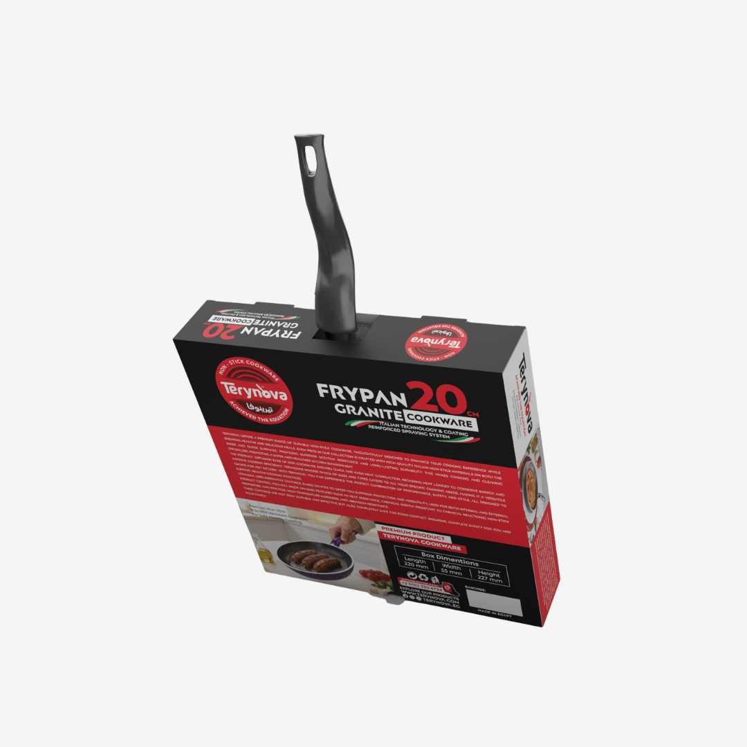 مقلاية جرانيت لون بوردو بمقبض خشبي مقاسات - بريميوم سٌمك  5 مم