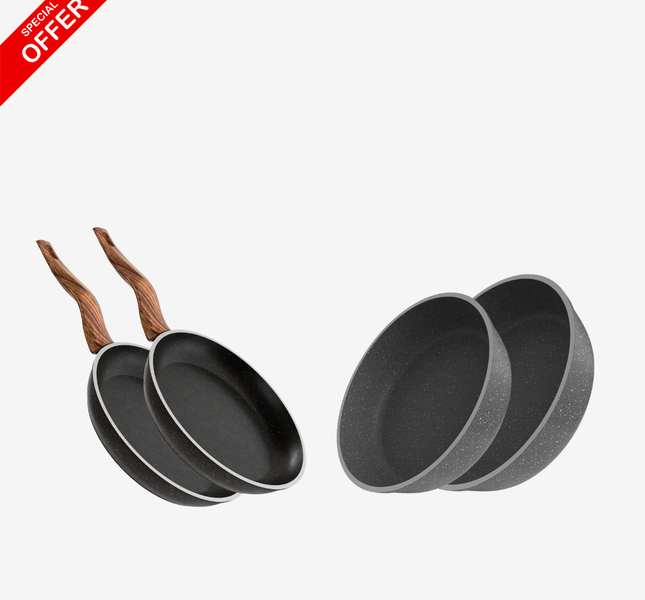 صواني جرانيت 26 و30 سم + مقلايات جرانيت 20 و28 سم – بريميوم 5 مم | حسب اللون المتوفر