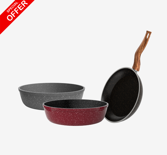 صينية جرانيت 26 و30 سم + مقلاية جرانيت 24 سم – بريميوم 5 مم | حسب اللون المتوفر